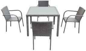 ZÁHRADNÝ KOMPLET ECCELLENTE 4 x STOLIČKA + STÔL ŠEDÝ