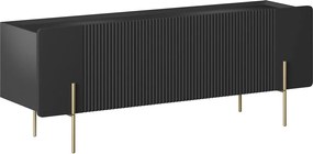 TV stolík Malmi 150 cm - čierny mat / zlatá