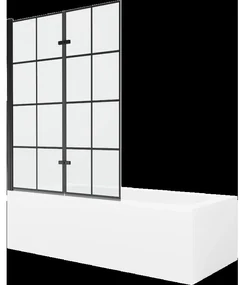Mexen Vega obdĺžniková vaňa 170 x 70 cm s obkladom a 2-krídlovou zástenou 120 cm, Čierny vzor - 550117077X9212027077