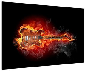 Obraz gitary v ohni (90x60 cm)