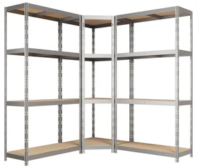 Kovový regál CORNER BUDGET PACK 180x160x160x40 cm, 4x HDF polica, zinok