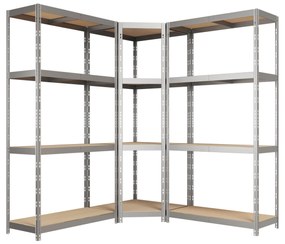 Kovový regál CORNER BUDGET PACK 180x160x160x40 cm, 4x HDF polica, zinok