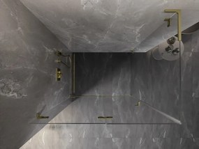 Mexen Lunar-F L, 1-krídlový sprchový kút so skladacími dverami, ľavý, 85 x 80 cm, 8mm číre sklo, zlatý matný profil, 836L-085-080-55-00-L
