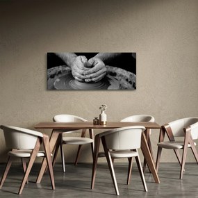 Čiernobiely obraz - výroba keramiky (120x50 cm)