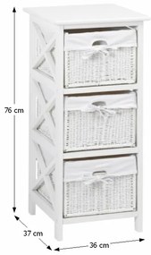 Košíková komoda Rafaello 3 - biela