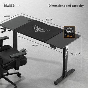 Výškovo nastaviteľný stôl Diablo X-Tensio 1400 čierny