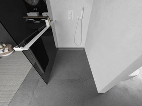 Mexen Kioto+, sprchová zástena Walk-In s poličkou a vešiakom 80 x 200 cm, 8mm šedé sklo, biely profil, 800-080-121-20-40