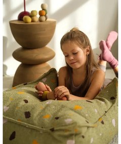 Zelený detský sedací vak z textílie buklé/ženilkový Terrazzo Square – Wigiwama