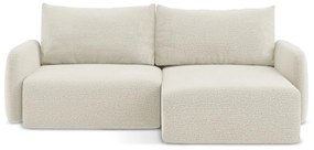 Krémovobiela rozkladacia/s úložným priestorom rohová pohovka (pravý roh) Kalena – Makamii