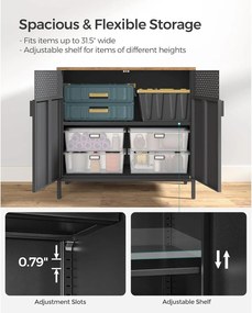 Dvojdverová skrinka, príborník, rustikálna hnedá a čierna