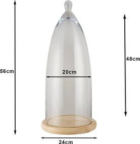 Svetlo hnedý drevený podnos so skleneným poklopom Becca - Ø 24 * 56 cm