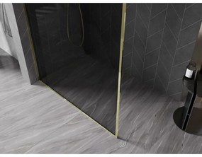 Mexen Kioto-XF, sprchová zástena s rámom 160 x 202 cm, 10mm šedé sklo, zlatý lesklý profil, 800-160-104-50-40-X