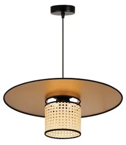 Duolla - Luster na lanku TOKYO RATTAN 1xE27/15W/230V pr. 50 cm zlatá/ratan
