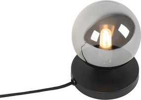 Moderná stolná lampa čierna s dymovým sklom - Atény