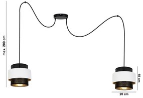 Luster na lanku NESS 2xE27/60W/230V pavúk čierna/biela