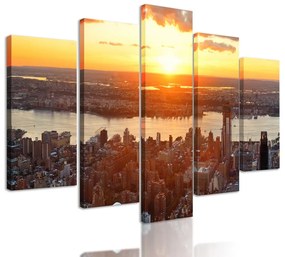 5-dielny obraz vtáčia perspektíva s pohľadom na New York