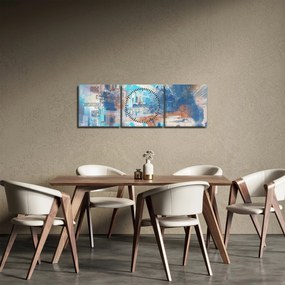 Obraz - Zrodený na jazdu, modré tóny (s hodinami) (90x30 cm)