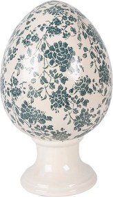 Keramické vajíčko na podstavci so zelenými kvetmi Tien French XL - Ø 17*28 cm