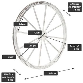 Garthen 86141 Dekoratívne drevené koleso, 90 cm