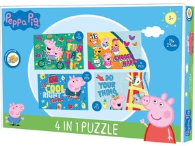 Detské puzzle 4v1 PRASIATKO PEPPA a kamaráti, 19x29 cm