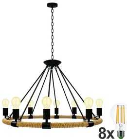 Polux LED Luster na reťazi ROPE ARTHUR 8xE27/6W/230V LEDSA0633