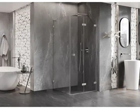 Mexen Lunar-F L, sprchový kút pravý 80 x 80 cm, 8mm číre sklo, oceľový profil, 836L-080-080-97-00-P