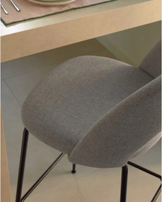 Sivé čalúnené barové stoličky v súprave 4 ks (výška sedadla 63 cm) Mahalia – Kave Home