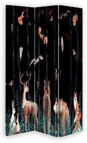 Gario Paraván Tmavý les a lesné zvieratká Rozmery: 145 x 170 cm, Prevedenie: Otočný paraván 360°