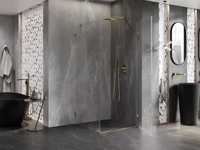 Mexen Lunar-B, pravostranný výklopný sprchový kút 80 x 80 cm, 8mm číre sklo, zlatý profil, 832-080-080-50-00-P