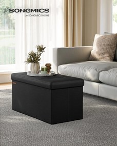 SONGMICS úložný taburet, skladací sedací pult, 38×76×38 cm, čierny