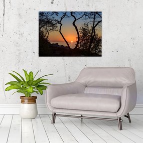 Sklenený obraz západu slnka (70x50 cm)