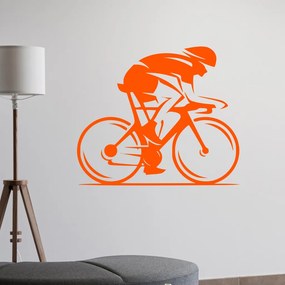 Veselá Stena Samolepka Cestný cyklista Farba: oranžová, Veľkosť: 80 x 67 cm