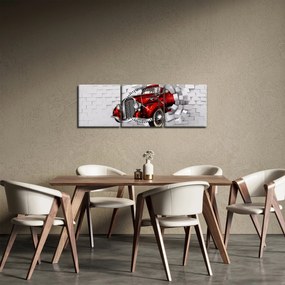 Obraz - Červené auto (s hodinami) (90x30 cm)