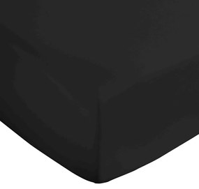 Čierna napínacia plachta z bavlneného saténu 135x190 cm Cotton Sateen – Bianca