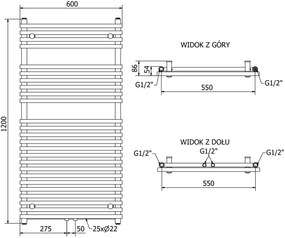 Mexen Sol, elektrické vykurovacie teleso 1200x600 mm + vykurovacia tyč 600 W, chrómová, W125-1200-600-2600-01