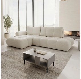 Rozkladacia rohová čalúnená sedacia súprava ALMADA do L, ľavé prevedenie, svetlobéžová