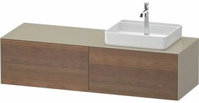 DURAVIT White Tulip závesná skrinka pod umývadlo na dosku (umývadlo vpravo), 2 zásuvky, 1600 x 550 x 408 mm, americký orech masív/taupe vysoký lesk, WT4864R77H30000