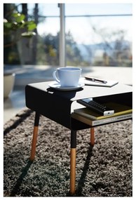 Čierny odkladací stolík YAMAZAKI Plain, výška 35 cm