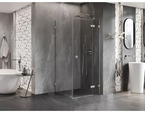 Mexen Lunar T, sklopný sprchový kút pravý 110 x 110 cm, 8mm číre sklo, oceľový profil, 834T-110-110-97-00-P