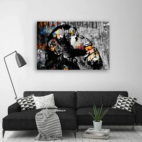 Gario Obraz na plátne Banksy street art opica Rozmery: 100 x 70 cm
