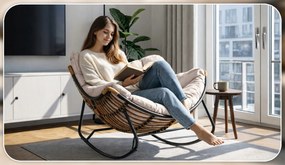 Záhradné hojdacie kreslo na terasu, do obývačky béžové ELTON