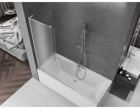 Mexen Velar L, 2-krídlová posuvná vaňová zástena 120 x 150 cm, 8mm sklo námraza, brúsená oceľ, 896-120-003-31-97