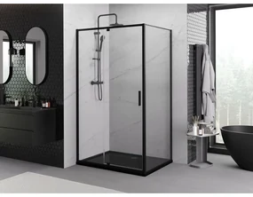 Mexen Exo, sprchovací kút s krídlovými dverami 160 x 75 cm, 6mm číre sklo, čierny profil, 819-160-075-70-00
