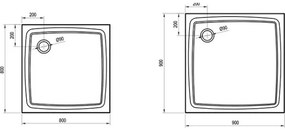 Ravak XA037711010 - Štvorcová sprchová vanička PERSEUS 90x90 cm, biela