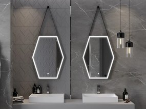 Mexen Orla, LED kúpeľňové zrkadlo s podsvietením a čiernym rámom 60x80 cm, 6000K, ochrana proti zahmlievaniu, 9815-060-080-611-70