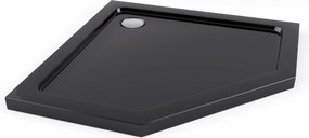Rea Diamond, sprchovací kút 80x80x195 cm, 6mm číre sklo, čierny profil + biela sprchová vanička, KPL-06900