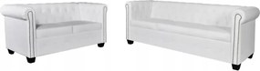 vidaXL 2- a 3-miestnej pohovka Chesterfield umelá koža biela