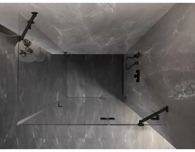 Mexen Lunar, pravostranný výklopný sprchový kút 85 x 80 cm, 8mm číre sklo, čierny profil, 834-085-080-70-00-P