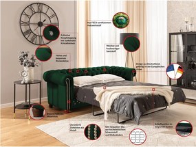 Zelená zamatová rozkladacia pohovka 203 cm York Blik – Ropez