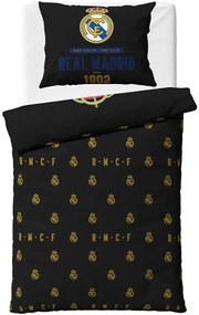 Bavlnené posteľné obliečky FC Real Madrid - motív Royal Black - 100% bavlna Renforcé - 70x90 cm +140x200 cm